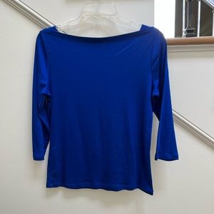 Beautiful rich blue pull over from Talbots.Sized SP. extra shoulder detailing